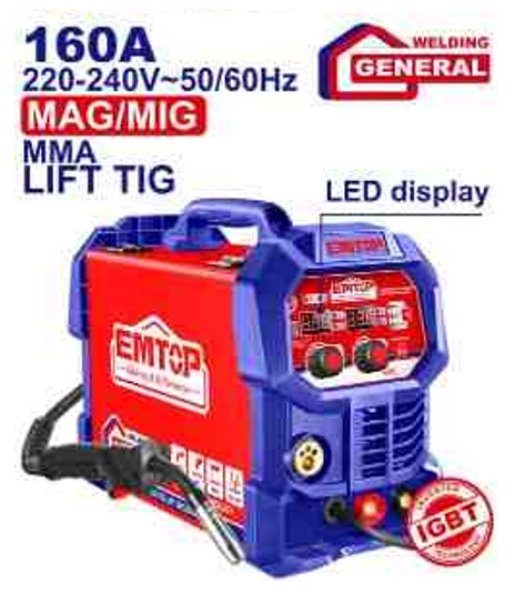 Inverter MAG/MIG/MMA/TIG Lift Welding Machine 160A Multi-process with LED Display and Accessories